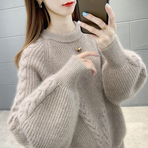 crew neck pullover sweater female loose 2021 autumn and winter knitting thickening woman sweaters femme chandails pull hiver women's, White;black
crew neck pullover sweater female loose 2021 autumn and winter knitting thickening woman sweaters femme chandails pull hiver women's, White;black