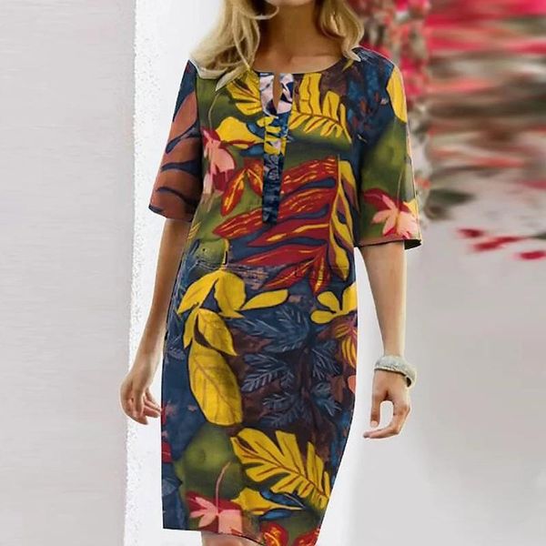 half sleeved v neck printed loose dress women's fashion casual vintage spring autumn all-match plus size beach dresses vestidos, Black;gray
half sleeved v neck printed loose dress women's fashion casual vintage spring autumn all-match plus size beach dresses vestidos, Black;gray