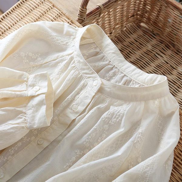 women's blouses & shirts loose lantern-sleeved blouse cotton small stand-up collar literature art large size shirt embroidered autumn, White
women's blouses & shirts loose lantern-sleeved blouse cotton small stand-up collar literature art large size shirt embroidered autumn, White