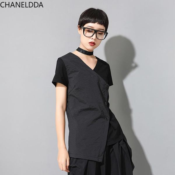 women's t-shirt ce minimalist tees women black button irregular plus size v-neck short sleeve fashion tide spring summer 2021, White
women's t-shirt ce minimalist tees women black button irregular plus size v-neck short sleeve fashion tide spring summer 2021, White