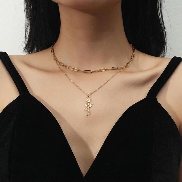 pendant necklaces exquisite rose flower necklace female stainless steel double chain trendy jewelry accessories, Silver
pendant necklaces exquisite rose flower necklace female stainless steel double chain trendy jewelry accessories, Silver