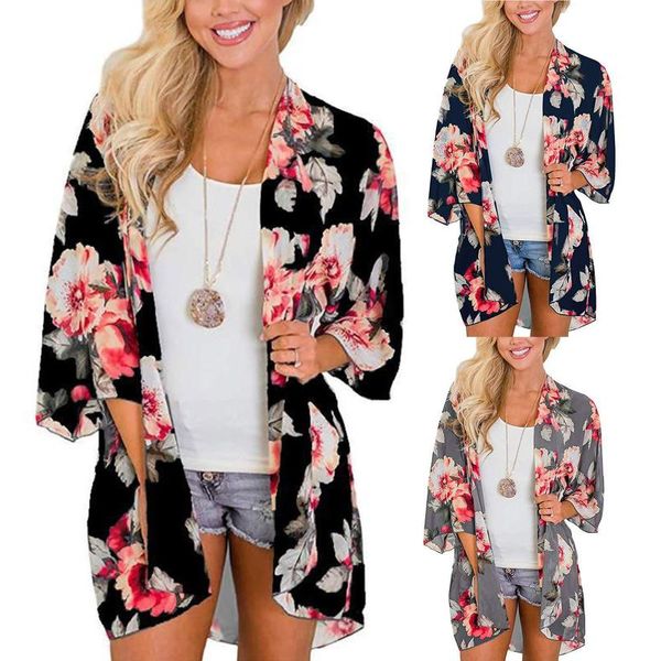 women's swimwear floral kimono cardigans cover up loose shawl beachwear boho casual blouse print classic beach, White;black
women's swimwear floral kimono cardigans cover up loose shawl beachwear boho casual blouse print classic beach, White;black