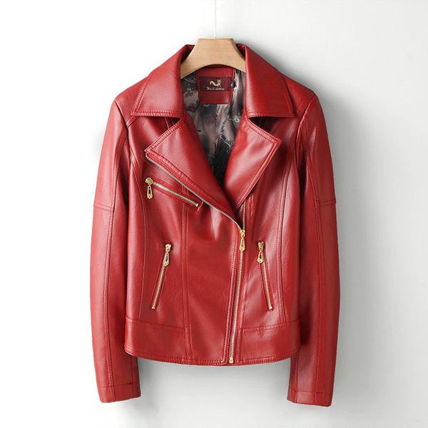 women's leather & faux 211 quality fall winter women pu jacket turndown collar zipper asymmetric fashion streetwear biker jackets coat, Black
women's leather & faux 211 quality fall winter women pu jacket turndown collar zipper asymmetric fashion streetwear biker jackets coat, Black
