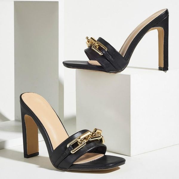 fashion style women's slippers chain high heels square open stiletto sandals size 35-42, Black
fashion style women's slippers chain high heels square open stiletto sandals size 35-42, Black