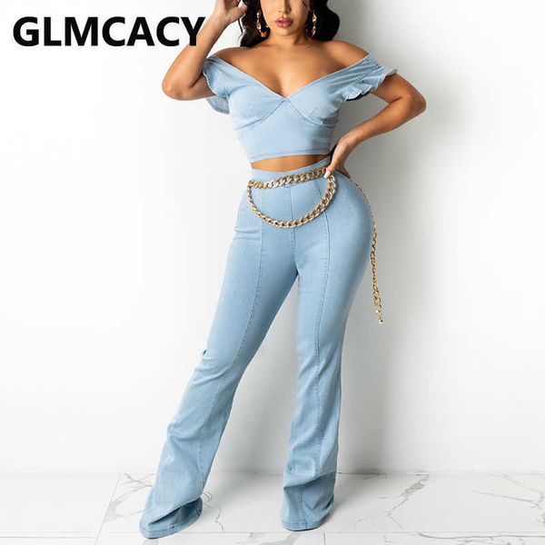 two piece denim suits off shoulder crop & slim jeans pants set 210702, White
two piece denim suits off shoulder crop & slim jeans pants set 210702, White