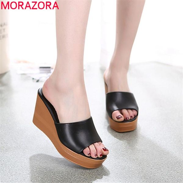 genuine leather sandals women fashion wedges platform summer party prom shoes woman slipper, Black
genuine leather sandals women fashion wedges platform summer party prom shoes woman slipper, Black