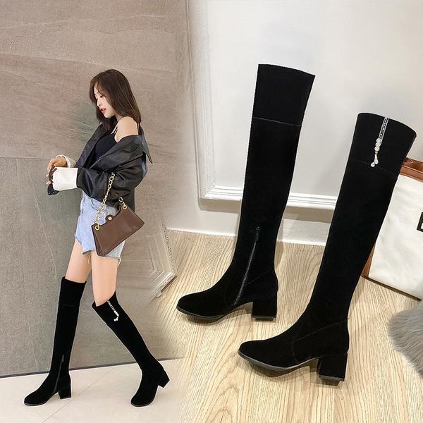 boots winter warm women thigh flock leather squae high heel over the knee slip on ladies shoes black big size 43
boots winter warm women thigh flock leather squae high heel over the knee slip on ladies shoes black big size 43