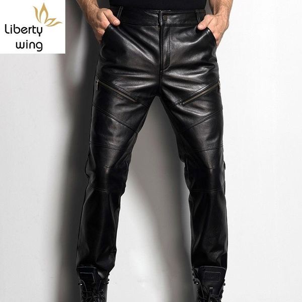men's pants mens motorcycle biker full length fashion male trousers genuine leather sheepskin slim fit korean style fur lining, Black
men's pants mens motorcycle biker full length fashion male trousers genuine leather sheepskin slim fit korean style fur lining, Black
