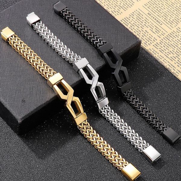 link, chain men's bracelet gold plated black 316l stainless steel 12mm link male bangle armband with magnet clasp clip birthday gifts
link, chain men's bracelet gold plated black 316l stainless steel 12mm link male bangle armband with magnet clasp clip birthday gifts