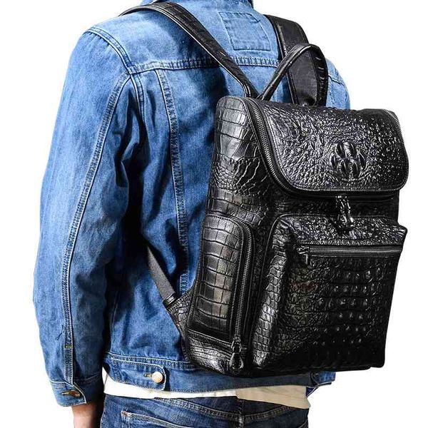 men's korean crocodile pattern leather double shoulder head layer cowhide travel schoolbag backpack for boys and girls
men's korean crocodile pattern leather double shoulder head layer cowhide travel schoolbag backpack for boys and girls