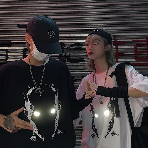 men's t-shirts ins super couple wear reflective devil print t-shirt funeral short-sleeved loose for men and women 2003 3u5e, White;black
men's t-shirts ins super couple wear reflective devil print t-shirt funeral short-sleeved loose for men and women 2003 3u5e, White;black