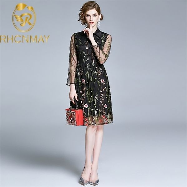women floral embroidery dress summer mesh knee length see-through long sleeve party vestidos 210520, Black;gray
women floral embroidery dress summer mesh knee length see-through long sleeve party vestidos 210520, Black;gray