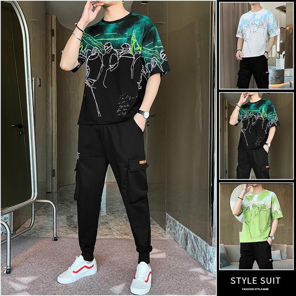 men's tracksuits 2021 casual suit summer cotton trend with handsome sports short sleeve wear, Gray
men's tracksuits 2021 casual suit summer cotton trend with handsome sports short sleeve wear, Gray