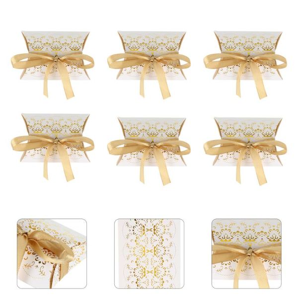 50pcs paper pillow shape boxes gift wedding candy cases with golden ribbon wrap 
50pcs paper pillow shape boxes gift wedding candy cases with golden ribbon wrap