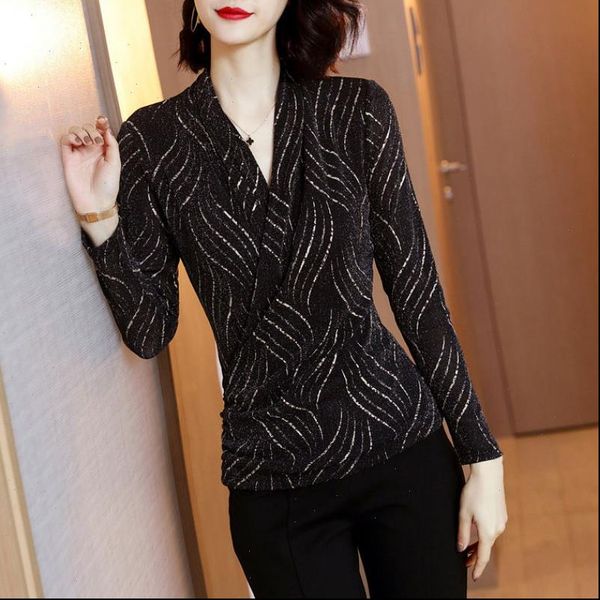autumn long sleeved fashion cross women shirt v neck striped elegant office ladies gold mesh slim, White
autumn long sleeved fashion cross women shirt v neck striped elegant office ladies gold mesh slim, White
