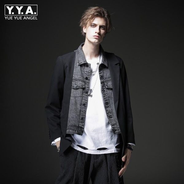 spring autumn men casual blazer lapel single-breasted long-sleeve fake two spliced denim jacket multi-pockets black outerwear men's sui, White;black
spring autumn men casual blazer lapel single-breasted long-sleeve fake two spliced denim jacket multi-pockets black outerwear men's sui, White;black