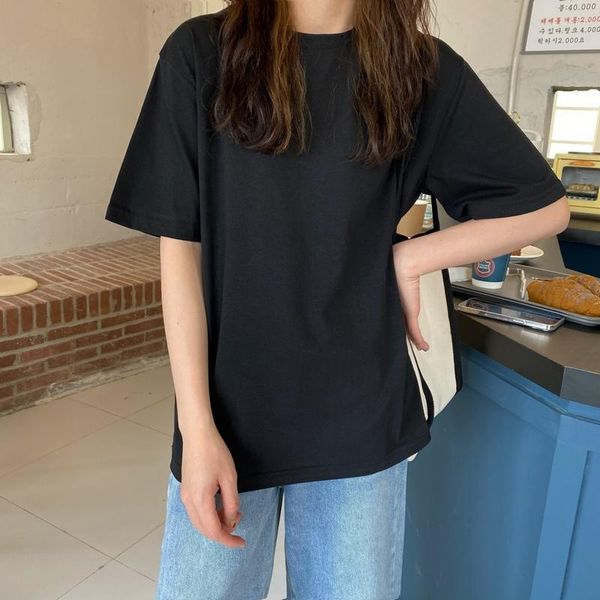 women's t-shirt summer korean fashion cotton t shirt women solid loose o neck slim thin casual basic simple all match tee female, White
women's t-shirt summer korean fashion cotton t shirt women solid loose o neck slim thin casual basic simple all match tee female, White