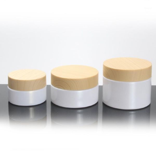 storage bottles & jars empty 50pcs white/clear frosted 20g glass bottle jar with wood grain cap 
storage bottles & jars empty 50pcs white/clear frosted 20g glass bottle jar with wood grain cap