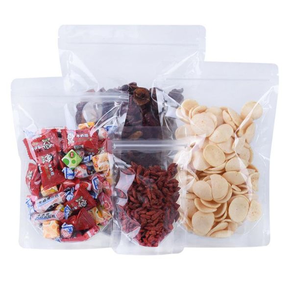 storage bags 100pcs clear plastic stand up bag zipper grip seal tear notch doypack food candy tea snack cookies pack pouches
storage bags 100pcs clear plastic stand up bag zipper grip seal tear notch doypack food candy tea snack cookies pack pouches