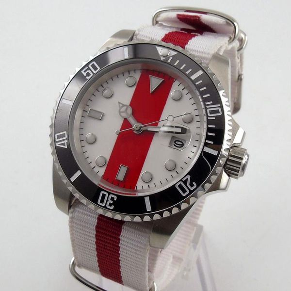 wristwatches 40mm white red dial sapphire glass ceramic bezel seeing case back miyota 8215 automatic men's wristwatch, Slivery;brown
wristwatches 40mm white red dial sapphire glass ceramic bezel seeing case back miyota 8215 automatic men's wristwatch, Slivery;brown