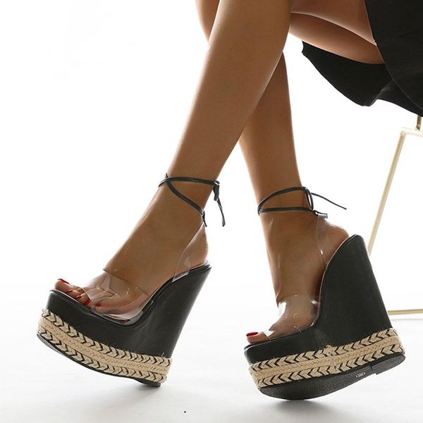 dress shoes 2021 summer women wedge sandals peep toe ankle strap ladied platform high heels pvc transparent sandal big size 42, Black
dress shoes 2021 summer women wedge sandals peep toe ankle strap ladied platform high heels pvc transparent sandal big size 42, Black