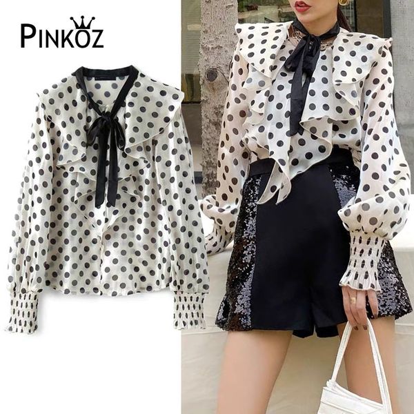 elegant polka dot ruffle lace-up bow chiffon shirt women's spring retro ruffles women blouses blusas femme 210421, White
elegant polka dot ruffle lace-up bow chiffon shirt women's spring retro ruffles women blouses blusas femme 210421, White