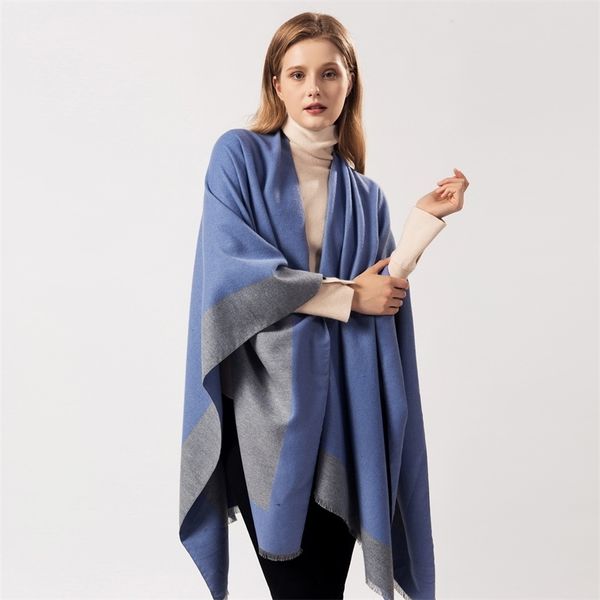 european american street ladies scarves autumn and winter wild air-conditioning room warm dual-use monochrome fringed shawl cape 210427, White;black
european american street ladies scarves autumn and winter wild air-conditioning room warm dual-use monochrome fringed shawl cape 210427, White;black