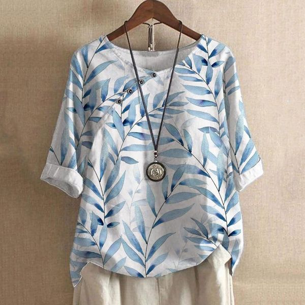 women's t-shirt simplicity t shirts women summer printed short sleeve round neck ladies casual linen button tunic plus size, White
women's t-shirt simplicity t shirts women summer printed short sleeve round neck ladies casual linen button tunic plus size, White