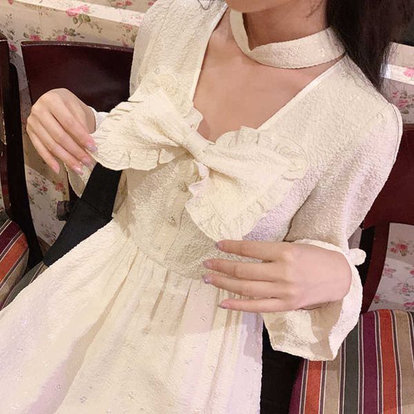 japanese dres long sleeve elegant white korean female square collar ruffles bow casual lolita autumn clothing 210604, Black;gray
japanese dres long sleeve elegant white korean female square collar ruffles bow casual lolita autumn clothing 210604, Black;gray