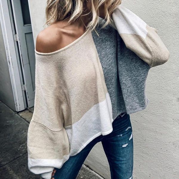 autumn winter women patchwork womens sweaters long sleeve knitted loose pullover oversized pull femme sueter mujer invierno, White;black
autumn winter women patchwork womens sweaters long sleeve knitted loose pullover oversized pull femme sueter mujer invierno, White;black