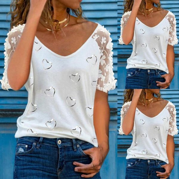 women's t-shirt heart printed lady summer v neck see through lace short sleeve women tshirt tee shirt white street wear d30
women's t-shirt heart printed lady summer v neck see through lace short sleeve women tshirt tee shirt white street wear d30