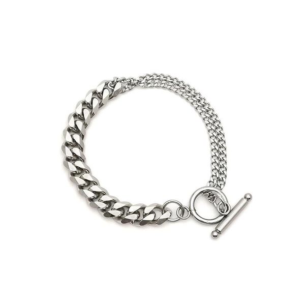 link, chain punk style stainless steel bracelets cuban splicing link for women hip party club minimalist fashion jewelry, Black
link, chain punk style stainless steel bracelets cuban splicing link for women hip party club minimalist fashion jewelry, Black