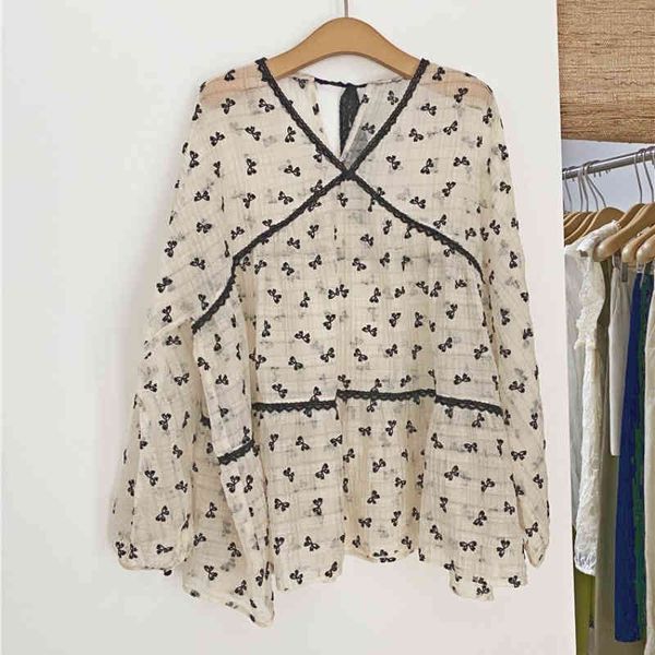 women's t-shirt moda coreana primavera e outono nova floral com decote em v camisa solta de manga comprida fina blusa feminina ca26, White
women's t-shirt moda coreana primavera e outono nova floral com decote em v camisa solta de manga comprida fina blusa feminina ca26, White