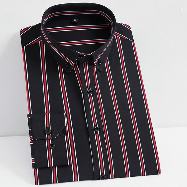 men's casual shirts trendy non-iron stretch striped dress pocket long sleeve standard-fit youthful button-down mens shirt, White;black
men's casual shirts trendy non-iron stretch striped dress pocket long sleeve standard-fit youthful button-down mens shirt, White;black