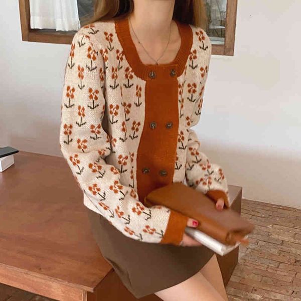sweaters women sweater casual double breast knitted floral print pullovers retro long sleeves o neck loose jumper pull femme, White;black
sweaters women sweater casual double breast knitted floral print pullovers retro long sleeves o neck loose jumper pull femme, White;black