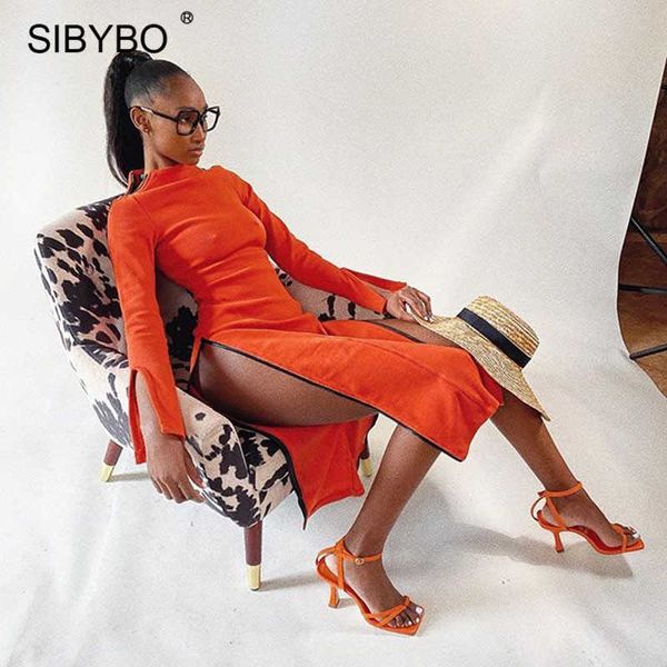 sibybo high split bodycon autumn sleeve zipper women long dresses 2021 black knitted turtleneck party vestidos, Black;white
sibybo high split bodycon autumn sleeve zipper women long dresses 2021 black knitted turtleneck party vestidos, Black;white