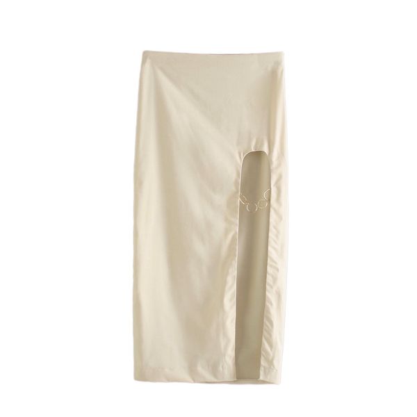 women white skirt slit with metal ring high-waist midi elegant high street casual skirts ropa mujer falda 210420, Black
women white skirt slit with metal ring high-waist midi elegant high street casual skirts ropa mujer falda 210420, Black