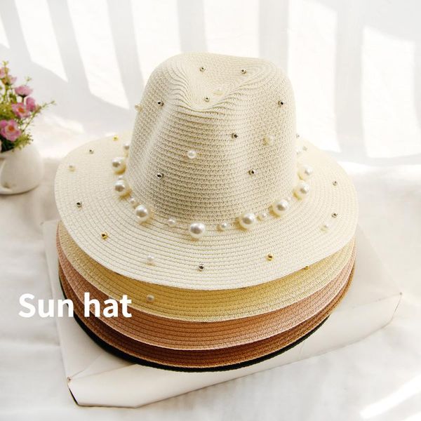 summer beach straw sun visor hats for women ladies panama bucket vintage pearl hat uv protection shade cap fashion wholesale wide brim, Blue;gray
summer beach straw sun visor hats for women ladies panama bucket vintage pearl hat uv protection shade cap fashion wholesale wide brim, Blue;gray