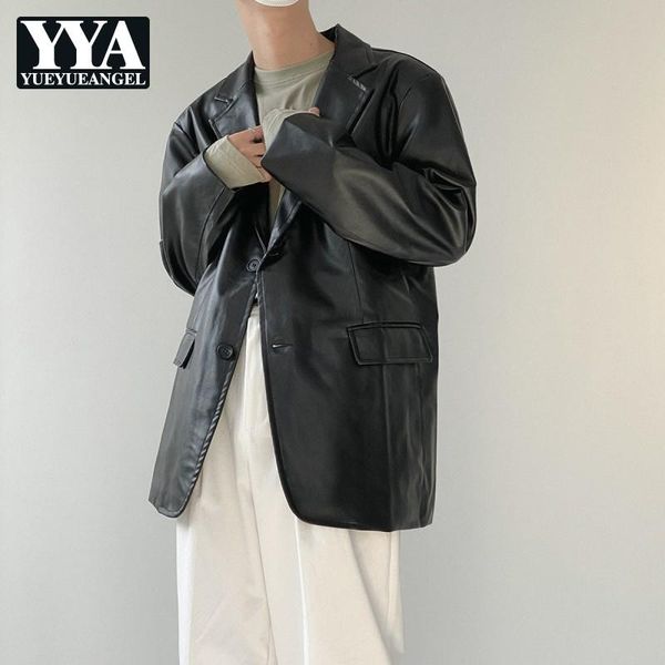 fake leather blazer men vintage lapel single-breasted loose casual mid-length straight jacket korean style spring autumn black men's su, White;black
fake leather blazer men vintage lapel single-breasted loose casual mid-length straight jacket korean style spring autumn black men's su, White;black