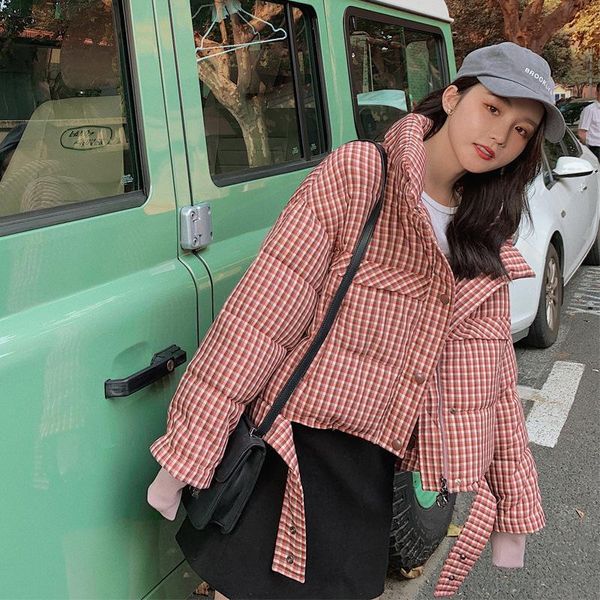 women's hair generation autumn and winter net red short fashion fresh plaid down cotton jacket & parkas, Black
women's hair generation autumn and winter net red short fashion fresh plaid down cotton jacket & parkas, Black