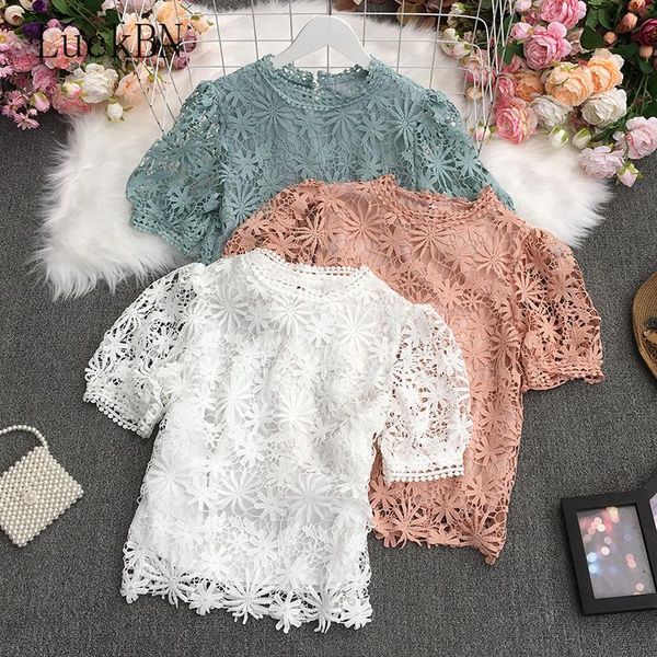 women's blouses & shirts summer women clothing lace hollow out blouse o-neck casual short sleeve sweet loose solid shirt female 2021, White
women's blouses & shirts summer women clothing lace hollow out blouse o-neck casual short sleeve sweet loose solid shirt female 2021, White