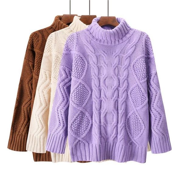 women's sweaters autumn winter warm turtleneck sweater blouse 2021 korean women solid twisted thick knit pullover brown beige casual lo, White;black
women's sweaters autumn winter warm turtleneck sweater blouse 2021 korean women solid twisted thick knit pullover brown beige casual lo, White;black