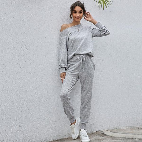 women's tracksuits casual knitted suit, high-quality pullover and trousers, loose home clothes, spring summer, Gray
women's tracksuits casual knitted suit, high-quality pullover and trousers, loose home clothes, spring summer, Gray