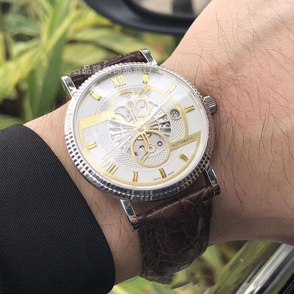 wristwatches men watch automatic mechanical hollow perspective dial personality aviation 1963 business clock, Slivery;brown
wristwatches men watch automatic mechanical hollow perspective dial personality aviation 1963 business clock, Slivery;brown