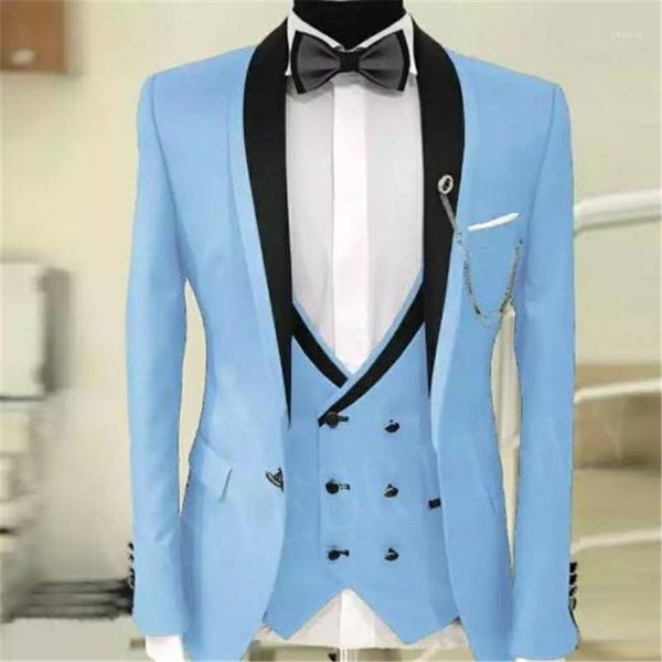formal light blue suits slim fit tuxedos 3 pieces costume homme wedding blazer for men vestidos de fiesta groom prom set men's & blazer, White;black
formal light blue suits slim fit tuxedos 3 pieces costume homme wedding blazer for men vestidos de fiesta groom prom set men's & blazer, White;black