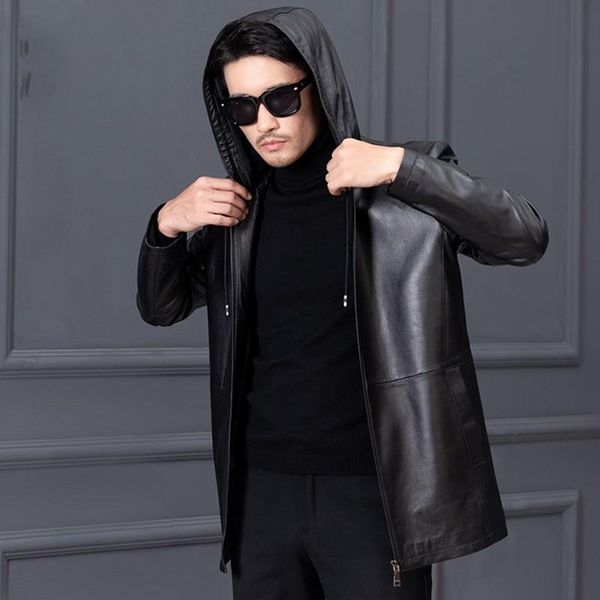men's leather & faux quality high mens natural sheepskin jackets short loose hooded zippers pockets o-neck male casual black genuine co
men's leather & faux quality high mens natural sheepskin jackets short loose hooded zippers pockets o-neck male casual black genuine co