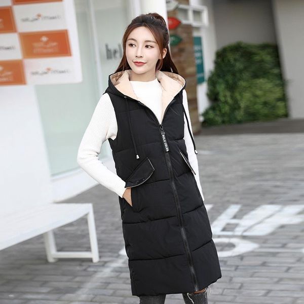 women's vests office lady solid womens winter outerwear hooded zipper coat parka thicken pockets slim long waistcoat jackets for women, Black;white
women's vests office lady solid womens winter outerwear hooded zipper coat parka thicken pockets slim long waistcoat jackets for women, Black;white