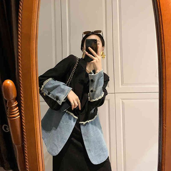 big size denim woman's spring 2021 single-breasted design feel thin and light mature short jacket loose, Black;brown
big size denim woman's spring 2021 single-breasted design feel thin and light mature short jacket loose, Black;brown