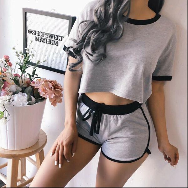 2pcs summer tracksuit sweatshirt women tracksuits shorts sets gray drawstring short sleeve crop sport wear casual suit
2pcs summer tracksuit sweatshirt women tracksuits shorts sets gray drawstring short sleeve crop sport wear casual suit