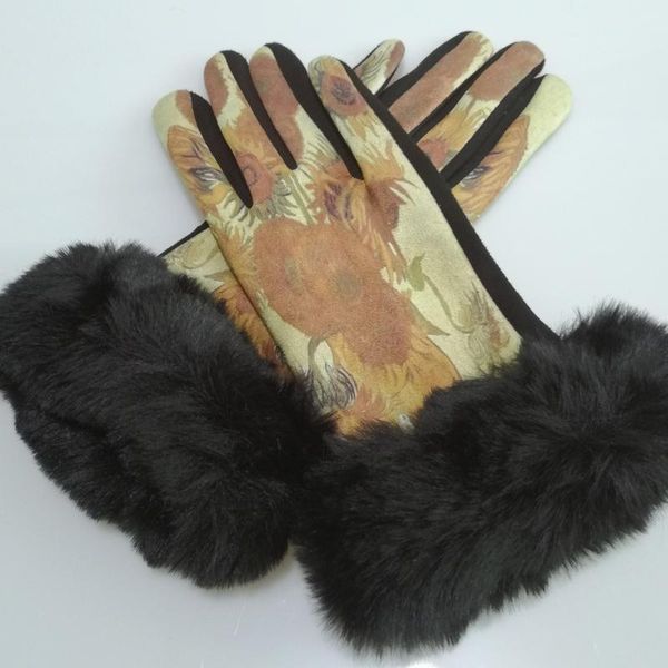 five fingers gloves fashion women winter warm suede leather touch screen glove female faux rabit fur embroidery plus velvet thick driving, Blue;gray 
five fingers gloves fashion women winter warm suede leather touch screen glove female faux rabit fur embroidery plus velvet thick driving, Blue;gray